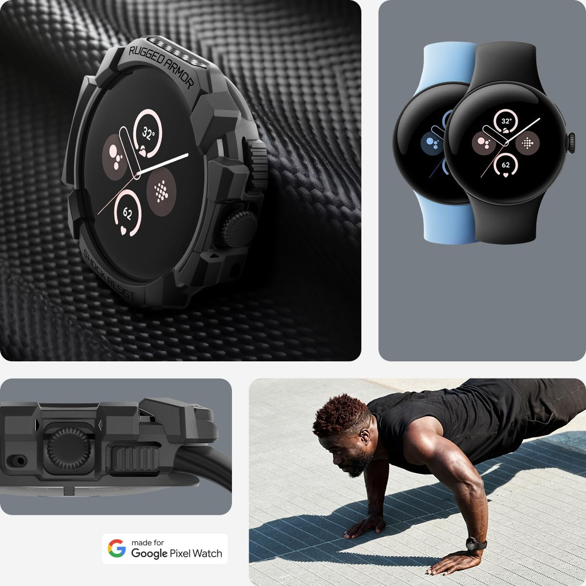 Etui Spigen Rugged Armor do Google Pixel Watch 3/2/1 (41mm), czarne